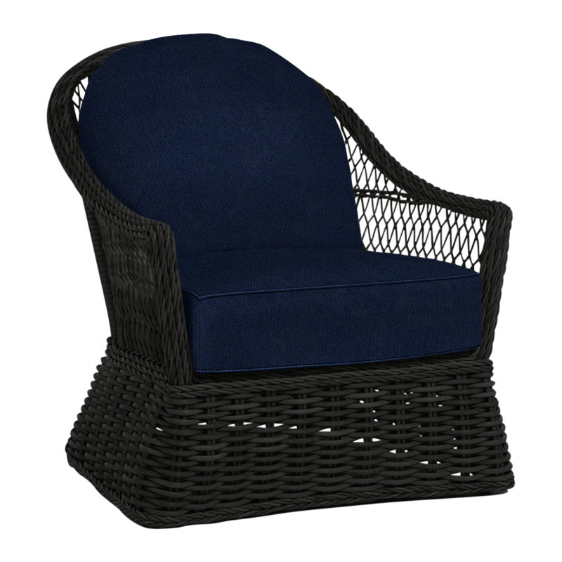 Soho Patio Chair with Cushions, No Welt, Indigo Velvet, Black