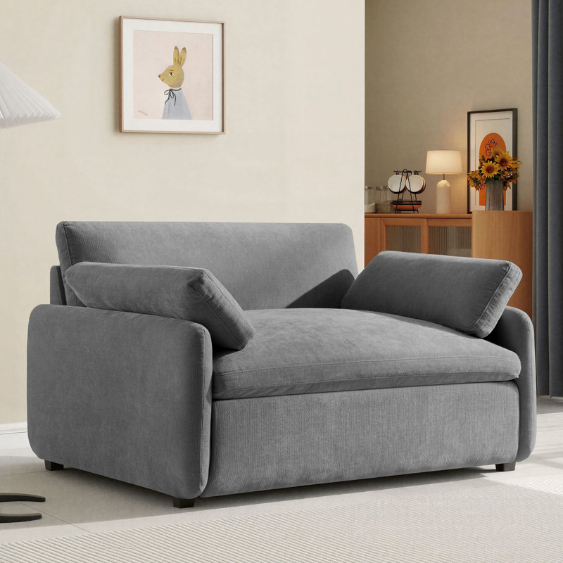 50'' W Oversized Armchair Deep Seat Single Sofa Accent Chair with Pillows for Living Room, Gray