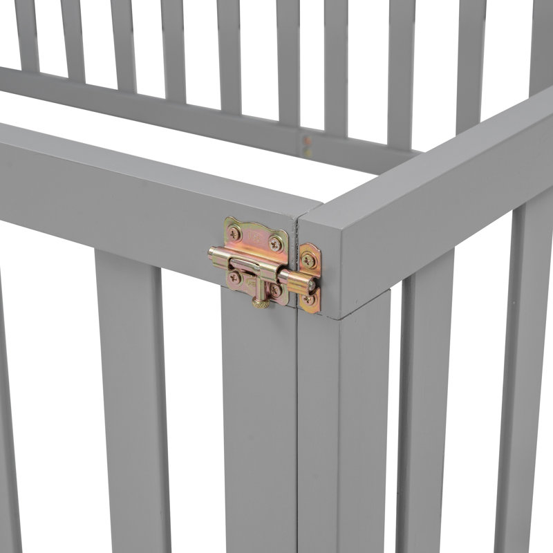 Lit sur pied Montessori avec rails et porte, Lit double, Gris