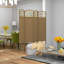 Paravent mural en fibre Wave, cloison 4 panneaux, autoportant de 5,6 pi de style naturel pour cloison de chambre à coucher