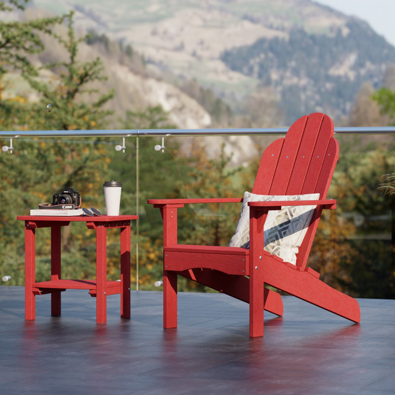 Classic 3-Piece Adirondack Set with Side Table, Cardinal Red