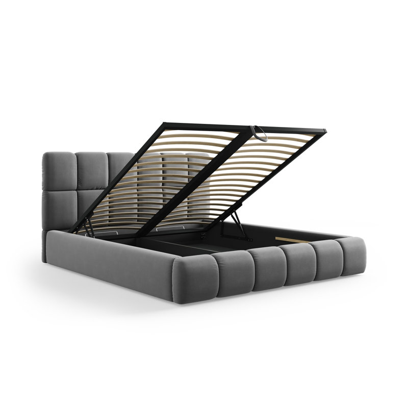 Nehimiah Upholstered Bed, European Double (140 x 200 cm), Grey