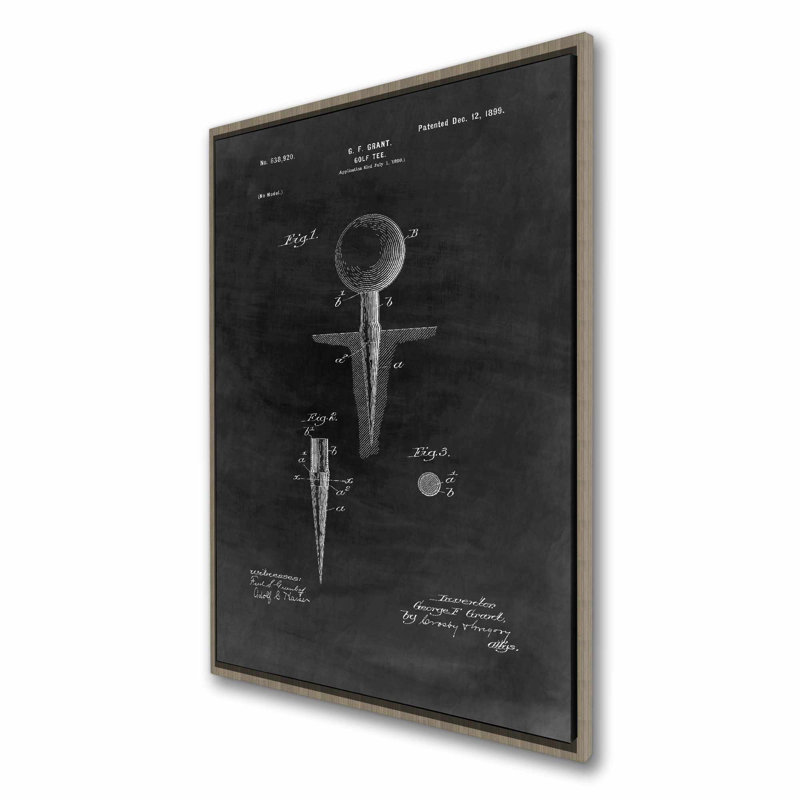 Toile encadrée industrielle avec plan de golf noir | Man Man
