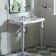 Whitehaus Collection 40" Rectangular Console Sink With Integrated Oval Bowl, Backsplash, Ceramic Leg Support And Overflow