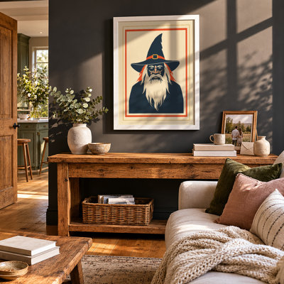 Bearded Wizard Art Deco - Framed Print