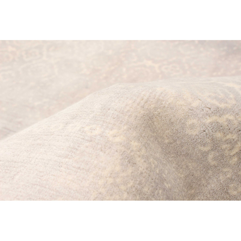 Tapis géométrique beige noué à la main Egmont