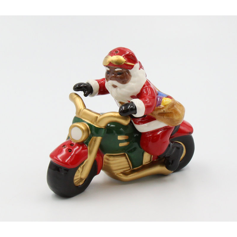 African American Santa On Motorcycle Salt And Pepper