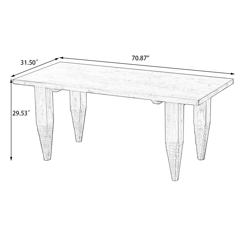 Brown Rectangular Solid Wood Dining Table, 29.53"H x 70.87"L x 31.5"W