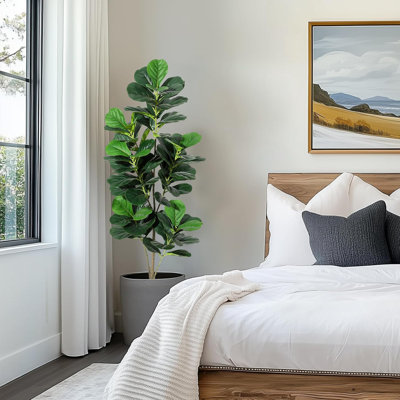 Artificial Fiddle Leaf Fig Trees, Tall Fake Ficus Lyrata Plants