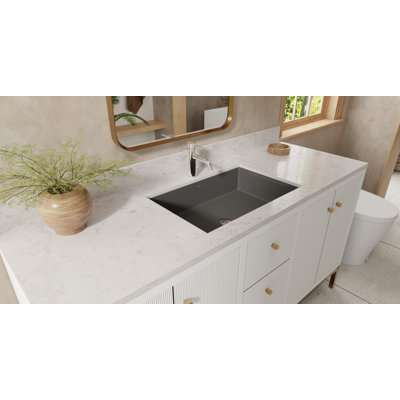 Lavabo de salle de bain encastrable en résine noire matte 23,6 po x 16,3 po Badeloft UB-05-M-MBLK