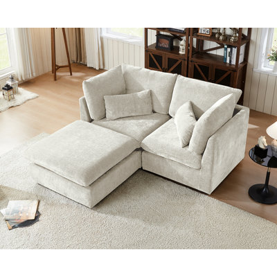 Oversized Chenille Modular Sofa Extra Deep Cloud Corduroy Sectional Couch With Ottoman Chaise Fsc Certified Fluffy Loveseat L Sofa