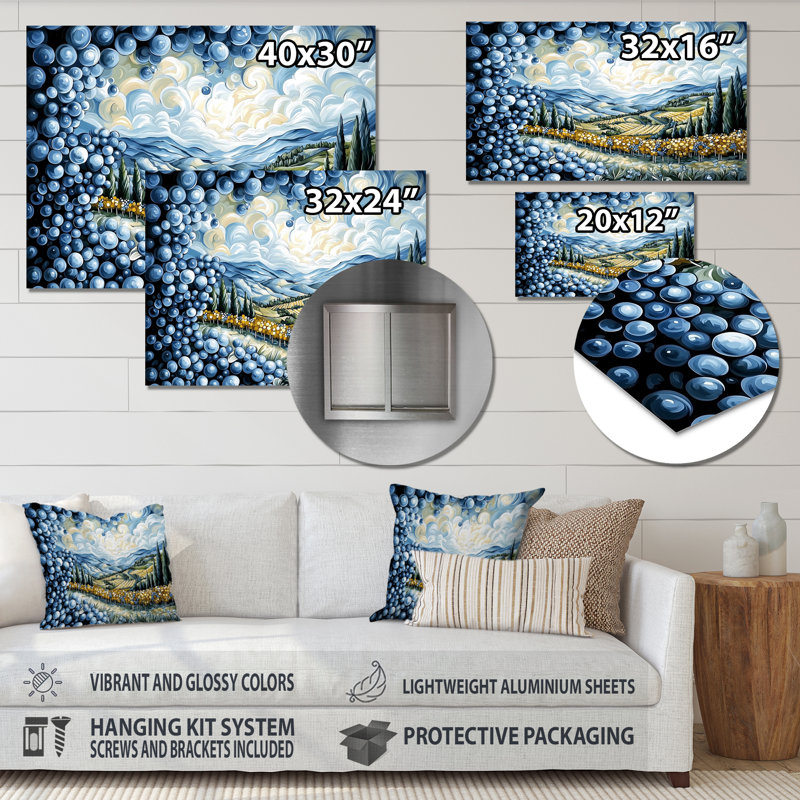 Serene Symphony Of Vineyard II - Paysages, décoration murale en métal, H 12 po x l 20 po x P 0,84 po