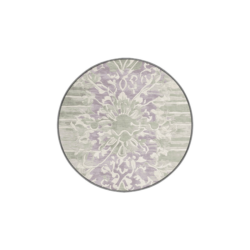Machine Washable Gray Area Rug, Round 7'