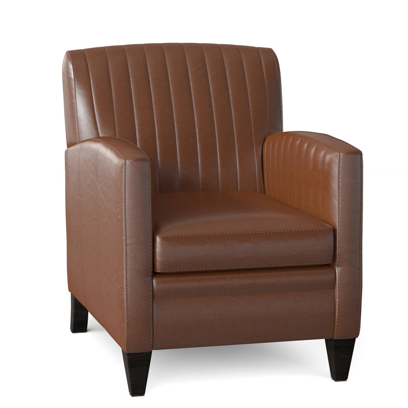 Barnabus Leather Club Chair, Outsider Raven Genuine Leather, Cobblestone