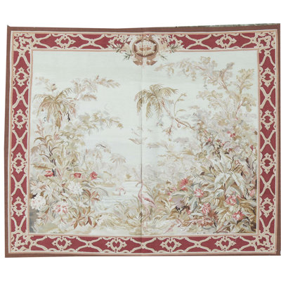 Tapis vert et rouge noué à la main de haute qualité