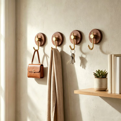 Patères murales en bois, porte-manteau en bois naturel, ensemble de 4