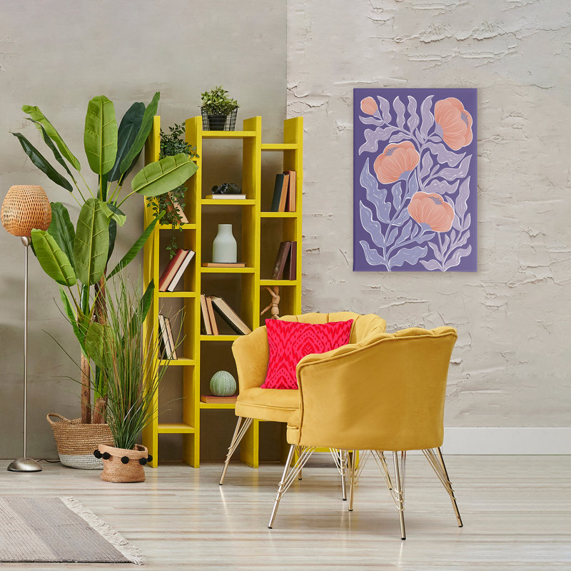 Toile de coquelicots mauve Mid-Century, design par Martina Pavlova, H 36 po x l 24 po
