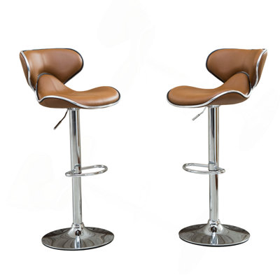 Masaccio Upholstery Airlift Adjustable Swivel Barstool With Chrome Base, Set Of 2