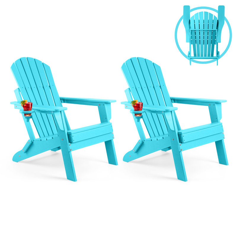Carbondale Foldable Outdoor Adirondack Chair, Aruba Blue