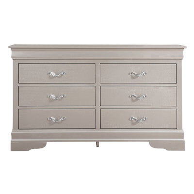 Champagne Dresser With Revamped Traditional Appeal - Handles & Decorative Gems Texture Fully Assembled Particle Board Made G6500-d In Style Updated Pulls