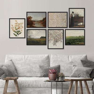 " Flower Patterns Country Landscape Nature Wilderness Minimalism Rustic Cozy " 7 - Pieces