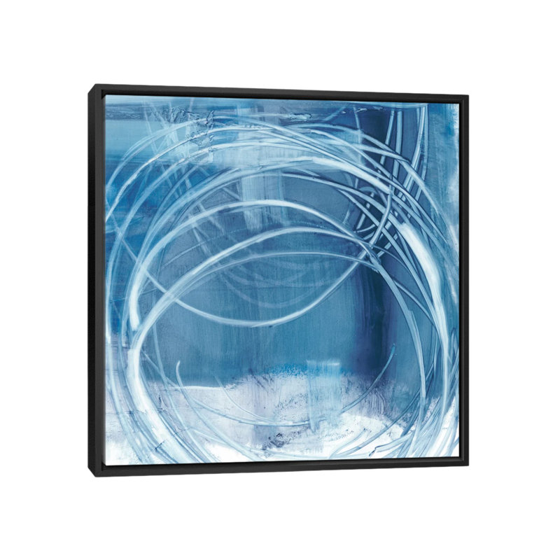 « indigo expression i », impression sur toile, H 18 po x l 18 po x P 1,5 po, Toile encadrée noire, Pas de tapis