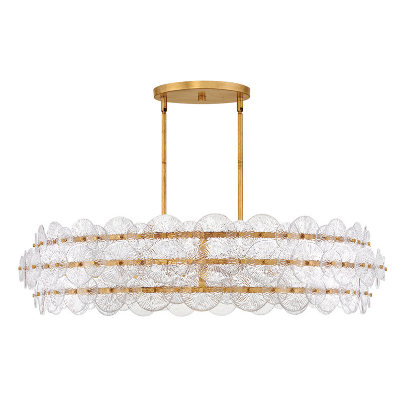 Rene 8-Light 45" Drum Chandelier w/ Textured Glass Discs