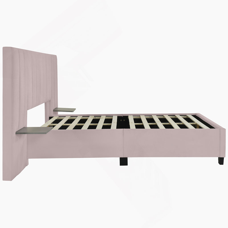 Anyston Upholstered Platform Bed, Pink, Queen