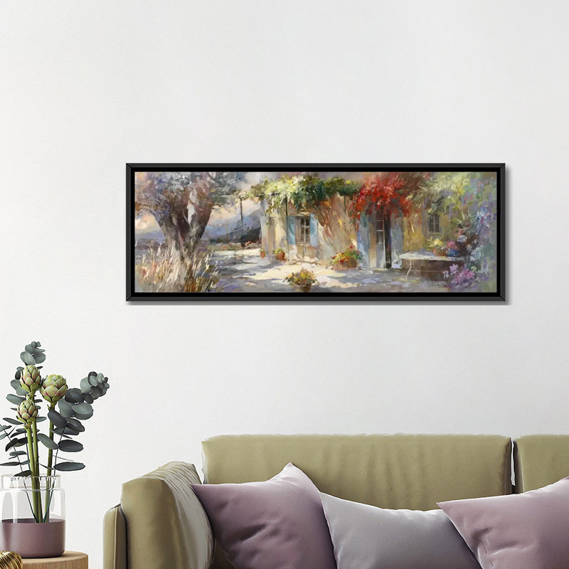 « gardino ii », reproduction sur toile, H 12 po x l 36 po x P 1,5 po, Toile avec cadre noir