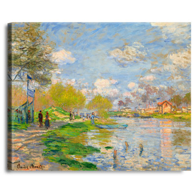 Spring by the Seine by Claude Monet The World Classic Art Reproductions, Giclee Canvas Prints Wall Art for Home Decor