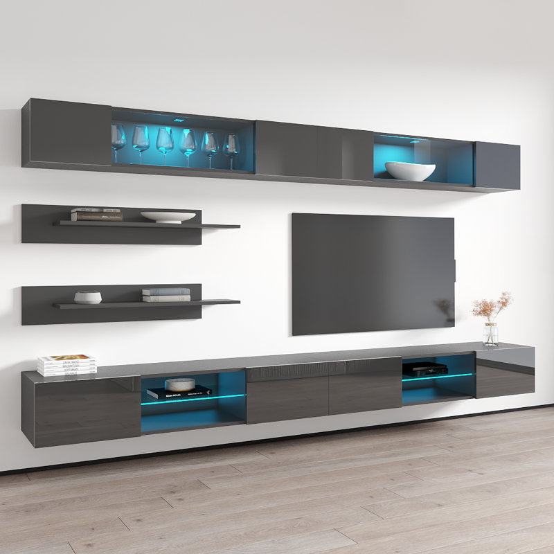Meuble audio-vidéo flottant Fly 126 "I 33TV, Gris