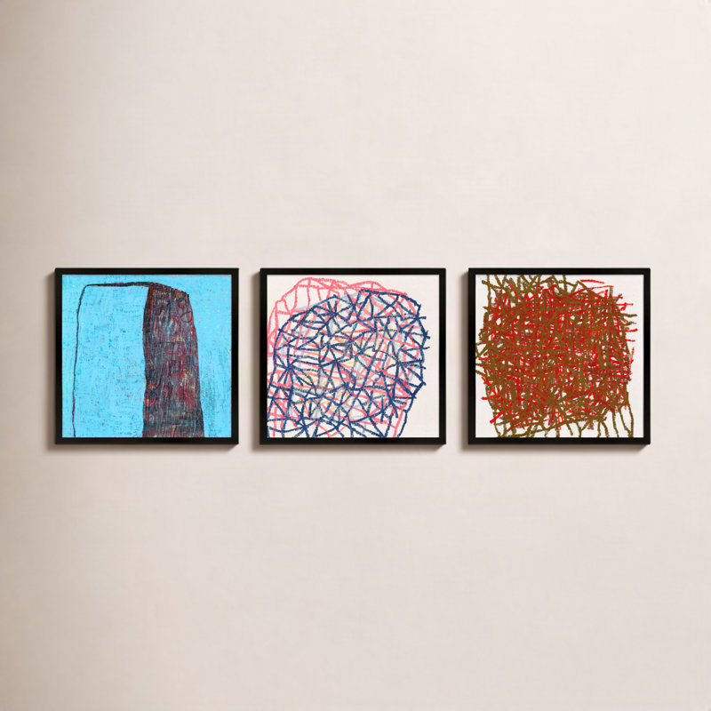 Tangle. Set Of 3 Print by Stephanie Dennis, Black, 16" H x 48" W  x 1.25" D