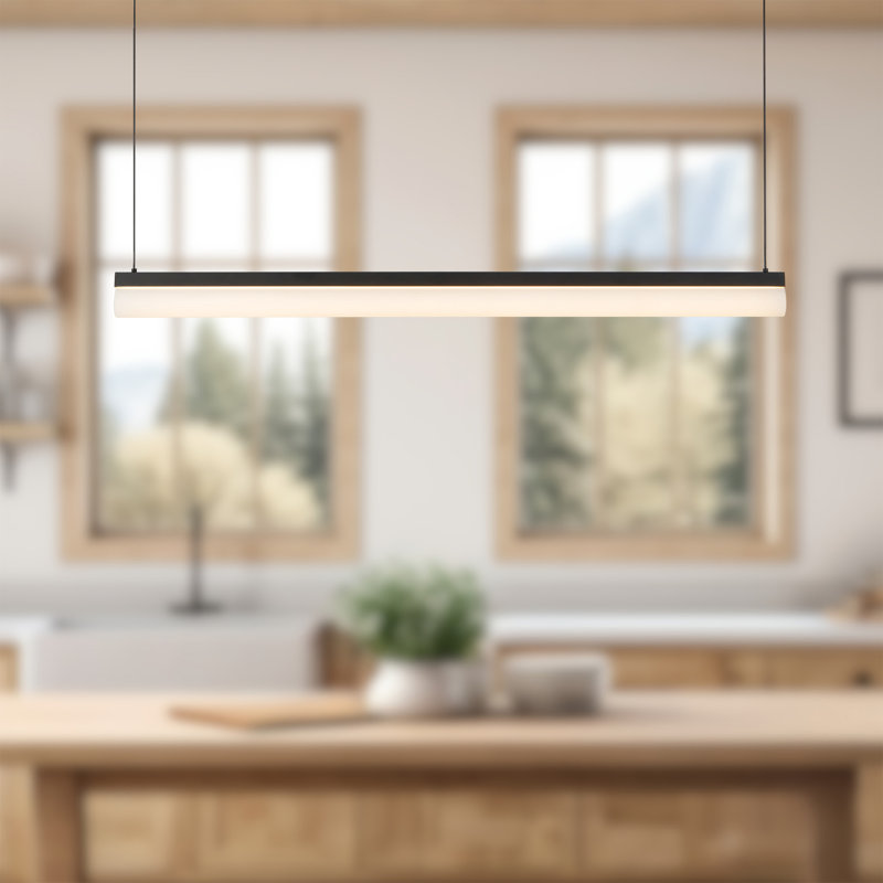 Nio 45-in Black dimmable LED Linear Pendant, Matte Black