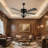 52'' Black Crystal Branch Ceiling Fan With Light And Remote, Reversible Blades