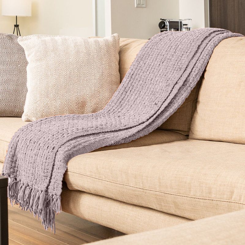 Jeté en chenille façon vannerie, Lilas