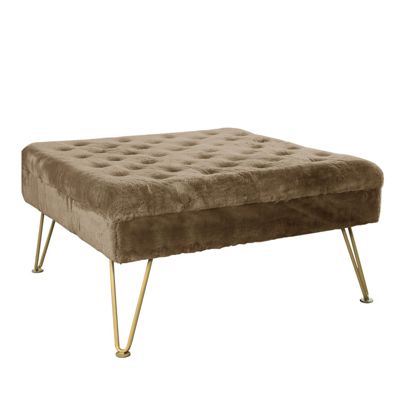 Heer Upholstered Ottoman, Otter Faux Fur