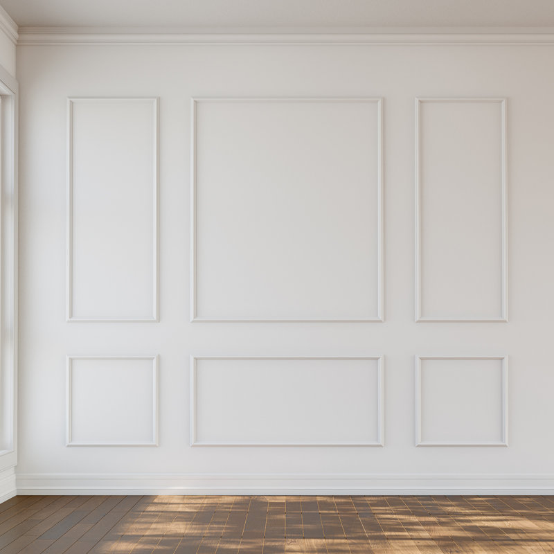 Ensemble de moulures murales prédécoupées - ensemble de panneaux de lambris à 6 cadres pour murs décoratifs, panneau de décoration murale prêt à assembler dans le salon, la chambre à coucher ou la salle à manger