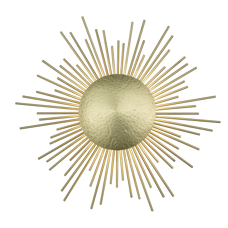 1 - Light Flush Mounted Sconce, Hammered Brushed Brass