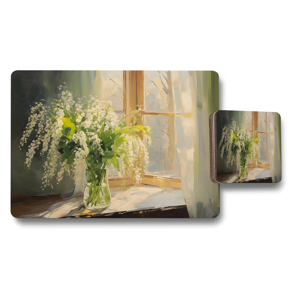 Impressionist Floral Window Vase Placemat And Coaster Set