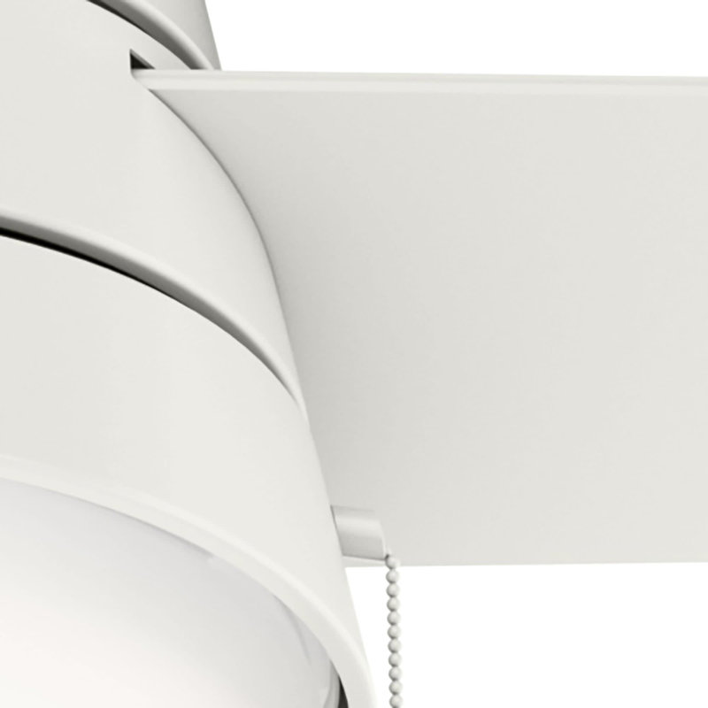 52" Aker 3 - Blade Indoor Standard Ceiling Fan with Pull Chain and Light Kit Included, Fresh White with Light Oak Blades