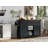 53.7" Farmhouse Kitchen Island with Power Outlet, 2 Sliding Barn Door Kitchen Storage Island with Drop Leaf, Spice Rack Rolling Kitchen Cart on Wheels, for Home, Kitchen and Dining Room-1751069079