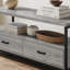 Meuble télé, meuble multimédia avec tiroirs de rangement, stratifié gris avec métal noir-55520768
