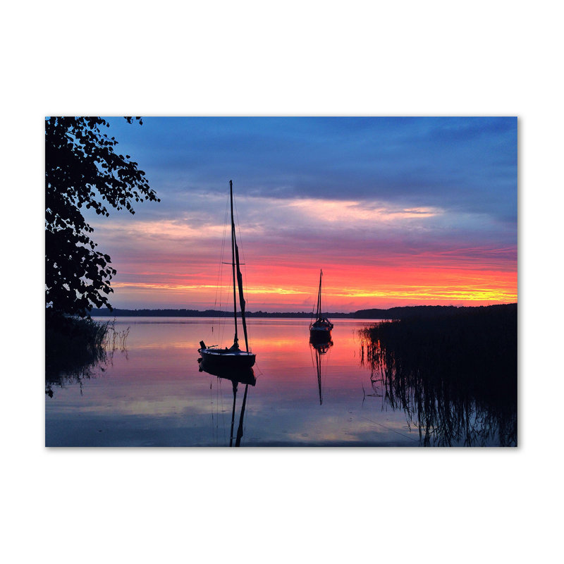 Sailboats At Sunset - Wrapped Canvas Print