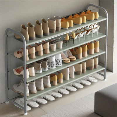 Range-chaussures 4 couches avec longue tablette de rangement, large range-chaussures en métal