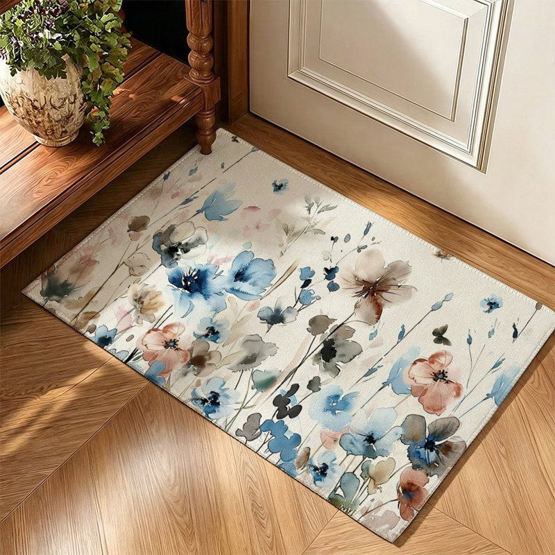Tapis à motif floral aquarelle, décor bohémien, 47 po x 31 po