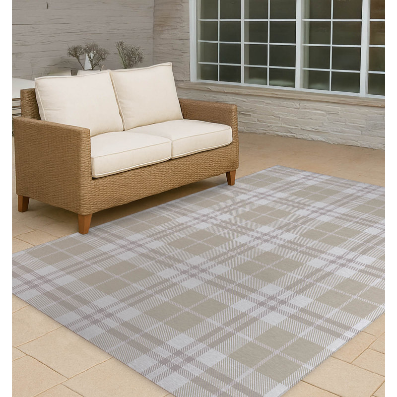 Tartan Block Non-Slip Outdoor Rug, Rectangle 2' x 3'