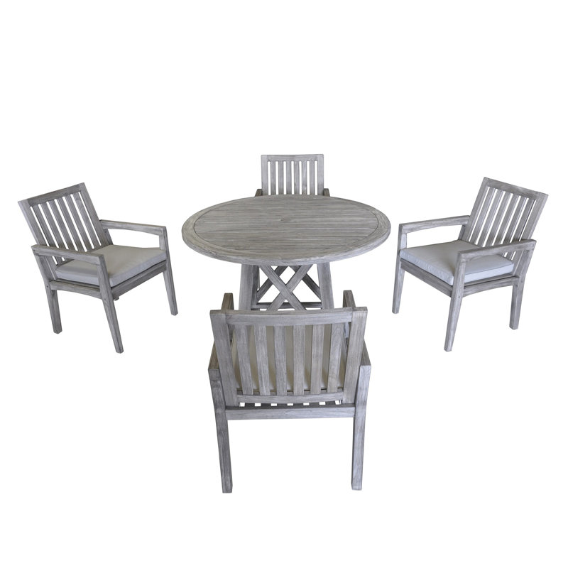 Seybert Courtyard Surf Side 5 Piece Teak Dining Set with Cushions
