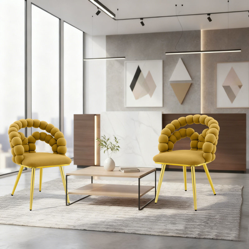 Ensemble de 2 chaises d'appoint Modern, Jaune