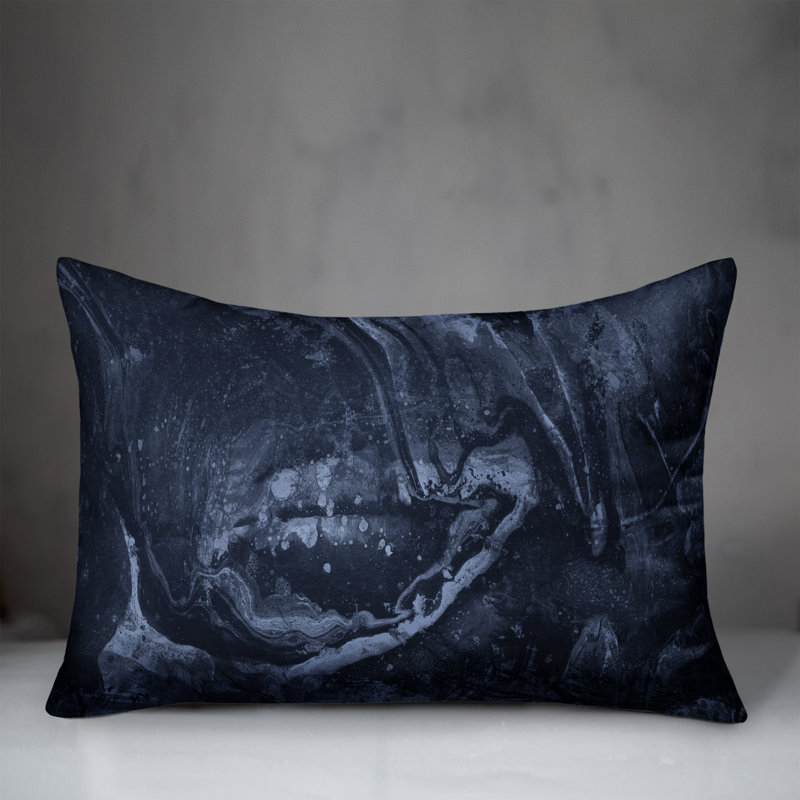 Housse et insert de coussin rectangulaire d'extérieur en marbre, Bleu