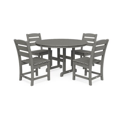 Lakeside 5-Piece Round Farmhouse Side Chair Dining Set -  POLYWOODÂ®, PWS517-1-GY